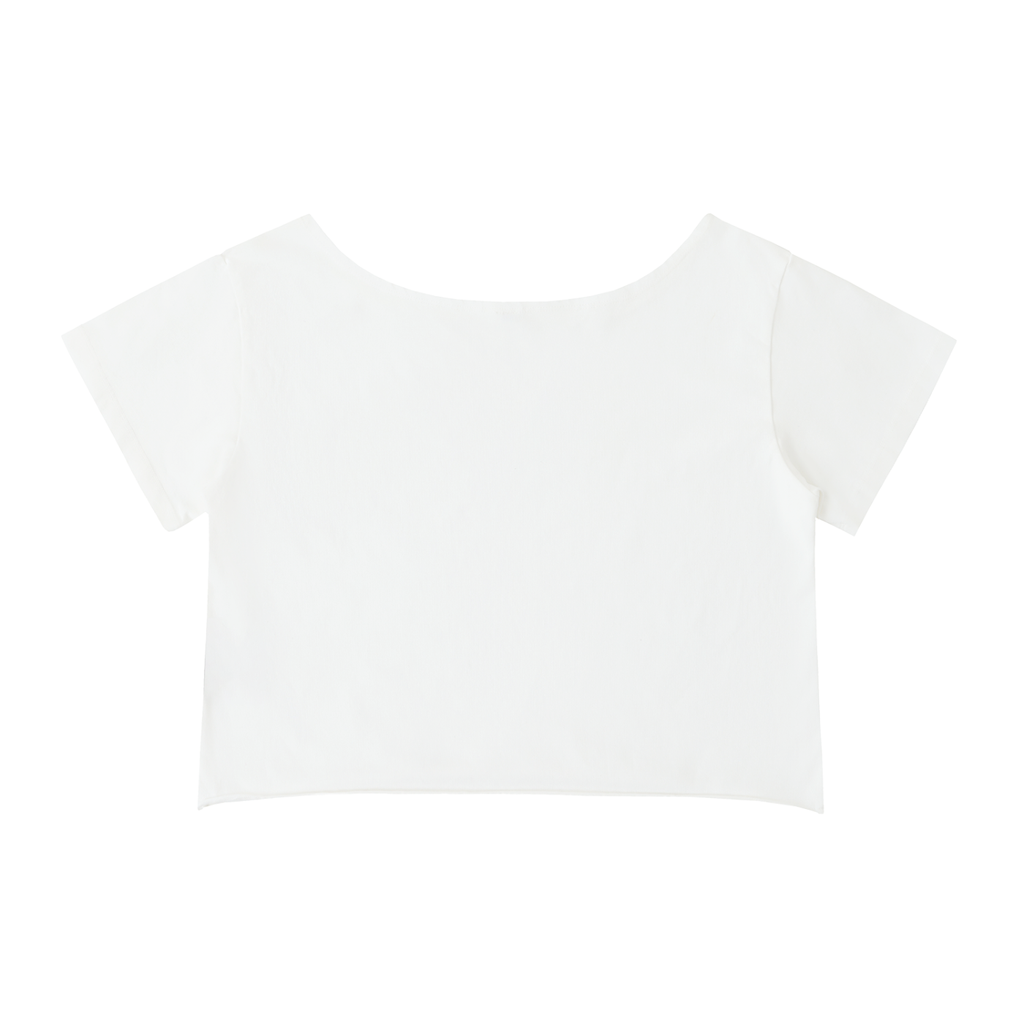 “Leave Him On Shore” Off-Shoulder Rolled Hem Cotton T-Shirt